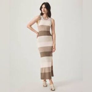 Splendid Katya Ribbed Midi Sweater Dress Colorblock Slits XS